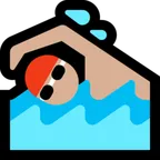 person swimming: medium-light skin tone untuk platform Microsoft