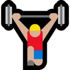 person lifting weights: medium-light skin tone สำหรับแพลตฟอร์ม Microsoft