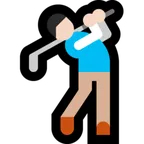 man golfing: light skin tone for Microsoft platform