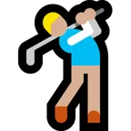 person golfing: medium-light skin tone สำหรับแพลตฟอร์ม Microsoft