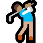 person golfing: medium skin tone สำหรับแพลตฟอร์ม Microsoft