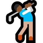 person golfing: medium-dark skin tone untuk platform Microsoft