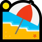 beach with umbrella untuk platform Microsoft