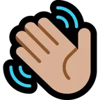 waving hand: medium-light skin tone สำหรับแพลตฟอร์ม Microsoft