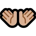open hands: medium-light skin tone untuk platform Microsoft