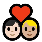Microsoft प्लेटफ़ॉर्म के लिए couple with heart: man, man, light skin tone, medium-light skin tone