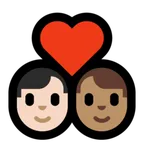 couple with heart: man, man, light skin tone, medium skin tone für Microsoft Plattform