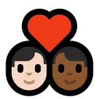 couple with heart: man, man, light skin tone, medium-dark skin tone para a plataforma Microsoft