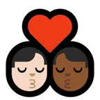 kiss: man, man, light skin tone, medium-dark skin tone for Microsoft platform