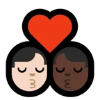 kiss: man, man, light skin tone, dark skin tone para a plataforma Microsoft