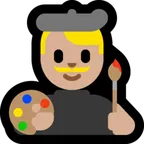 man artist: medium-light skin tone สำหรับแพลตฟอร์ม Microsoft