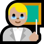 man teacher: medium-light skin tone för Microsoft-plattform