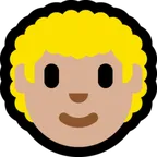 man: medium-light skin tone, curly hair สำหรับแพลตฟอร์ม Microsoft