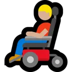 man in motorized wheelchair: medium-light skin tone untuk platform Microsoft