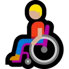 man in manual wheelchair: medium-light skin tone für Microsoft Plattform