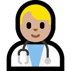 man health worker: medium-light skin tone pentru platforma Microsoft