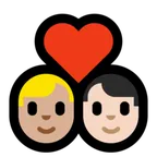 couple with heart: man, man, medium-light skin tone, light skin tone for Microsoft platform