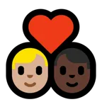 Microsoft dla platformy couple with heart: man, man, medium-light skin tone, dark skin tone