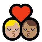 Microsoft platformu için kiss: man, man, medium-light skin tone, medium skin tone