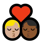 Microsoft 플랫폼을 위한 kiss: man, man, medium-light skin tone, medium-dark skin tone