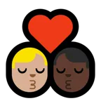 kiss: man, man, medium-light skin tone, dark skin tone for Microsoft platform