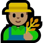 man farmer: medium skin tone für Microsoft Plattform