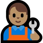 man mechanic: medium skin tone สำหรับแพลตฟอร์ม Microsoft