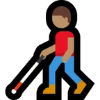 man with white cane: medium skin tone för Microsoft-plattform