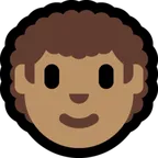 Microsoft platformu için man: medium skin tone, curly hair