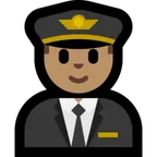 man pilot: medium skin tone für Microsoft Plattform