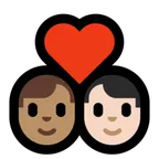 Microsoft 플랫폼을 위한 couple with heart: man, man, medium skin tone, light skin tone