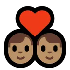 couple with heart: man, man, medium skin tone for Microsoft platform