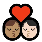 kiss: man, man, medium skin tone, light skin tone لمنصة Microsoft