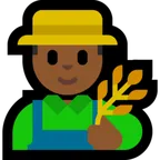 man farmer: medium-dark skin tone لمنصة Microsoft