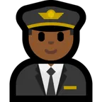 man pilot: medium-dark skin tone لمنصة Microsoft