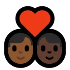 couple with heart: man, man, medium-dark skin tone, dark skin tone para a plataforma Microsoft