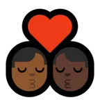 kiss: man, man, medium-dark skin tone, dark skin tone untuk platform Microsoft
