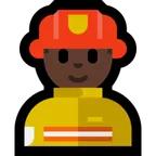 man firefighter: dark skin tone สำหรับแพลตฟอร์ม Microsoft