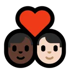couple with heart: man, man, dark skin tone, light skin tone for Microsoft platform