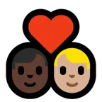 Microsoft dla platformy couple with heart: man, man, dark skin tone, medium-light skin tone