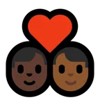 couple with heart: man, man, dark skin tone, medium-dark skin tone para a plataforma Microsoft
