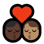 Microsoft প্ল্যাটফর্মে জন্য kiss: man, man, dark skin tone, medium skin tone