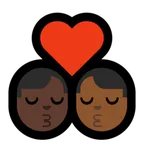 kiss: man, man, dark skin tone, medium-dark skin tone untuk platform Microsoft