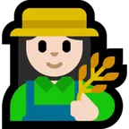 woman farmer: light skin tone für Microsoft Plattform