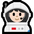 woman astronaut: light skin tone pentru platforma Microsoft