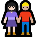 Microsoft dla platformy woman and man holding hands: light skin tone, medium-light skin tone