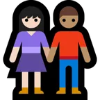 woman and man holding hands: light skin tone, medium skin tone für Microsoft Plattform