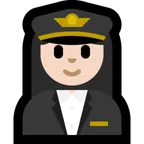 woman pilot: light skin tone untuk platform Microsoft