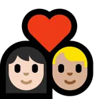 couple with heart: woman, man, light skin tone, medium-light skin tone for Microsoft platform