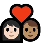 couple with heart: woman, man, light skin tone, medium skin tone สำหรับแพลตฟอร์ม Microsoft